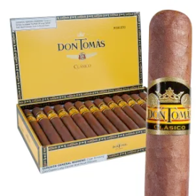 Don Tomas Cigars Clasico Robusto Full Box Open with Single Cigar