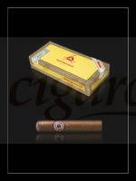 Montecristo Cuban Cigars Medias Corona Single Cigar with Full Box of Cigars Black Background
