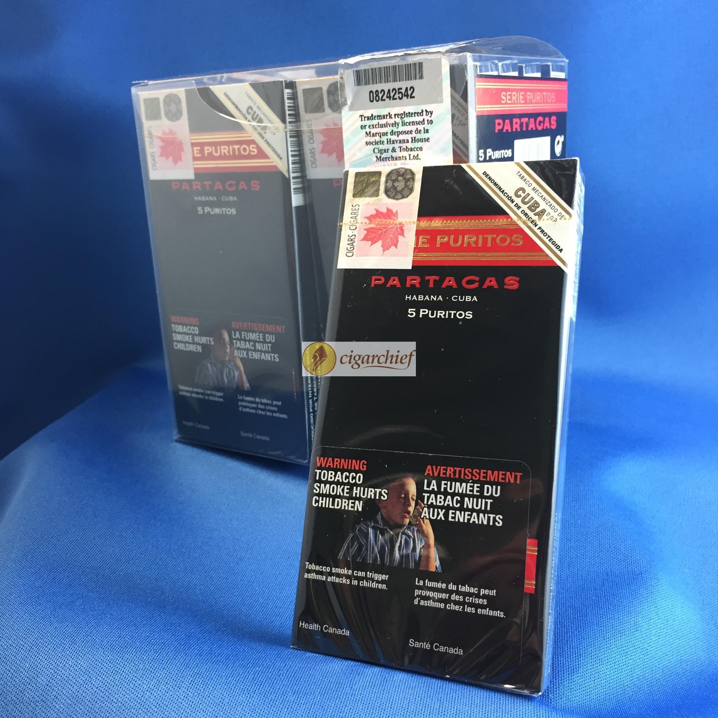 Partagas Serie Puritos Cuban Cigarillos Packs of 5 Cigars Partagas Serie Puritos Cuban Cigarillos Packs of 5 Cigars