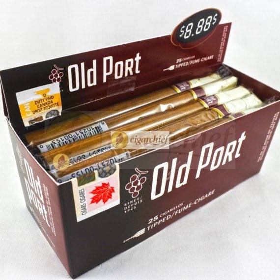 Old Port Cigars Tipped Box of 25 Tipped Small Cigars