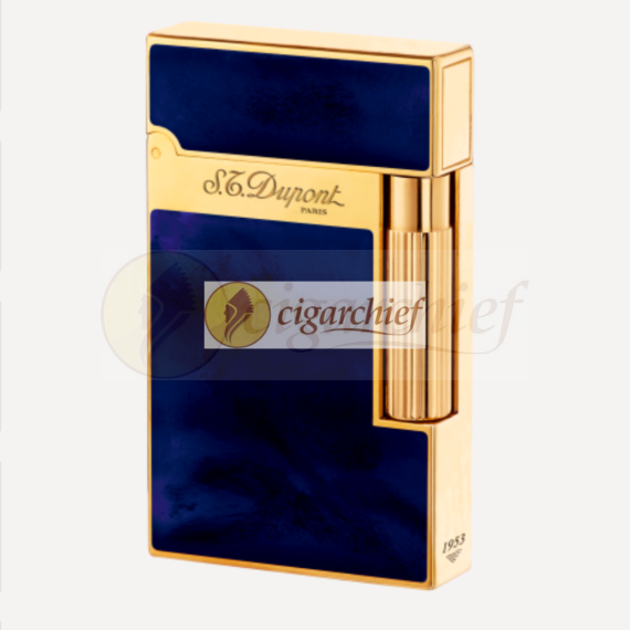 S.T. Dupont Line 2 Lighter Yellow Gold Finish Navy Blue Lacquer
