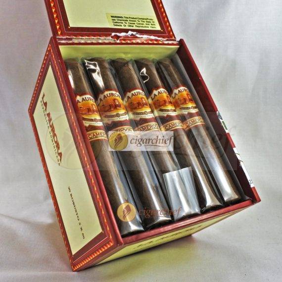 La Aurora Cigars Cameroon 1903 Robusto Box of 20 Cigars Open