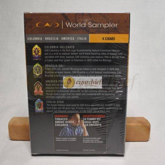 CAO Cigars World Sampler Sealed Pack of 4 Cigars Rear Descriptions