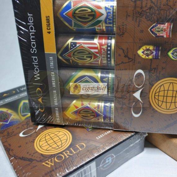 CAO Cigars World Sampler Sealed Pack of 4 Cigars Side by Side