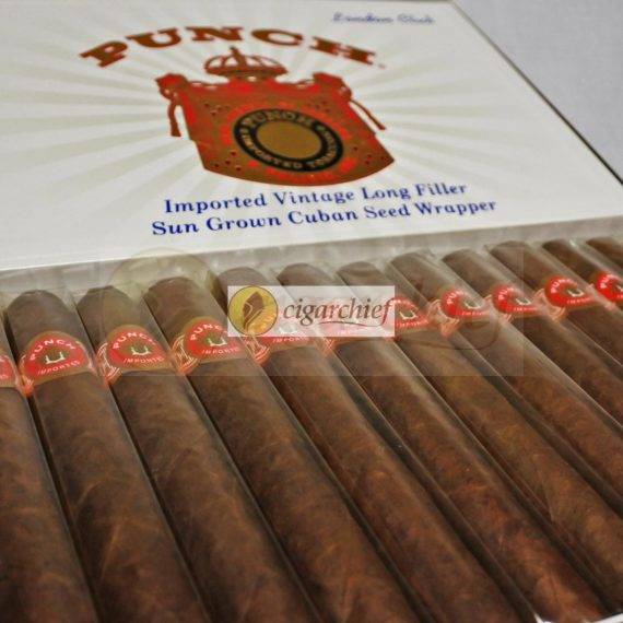 Punch Cigars London Club Box of 25 Cigars Open Cigar Label Close Up