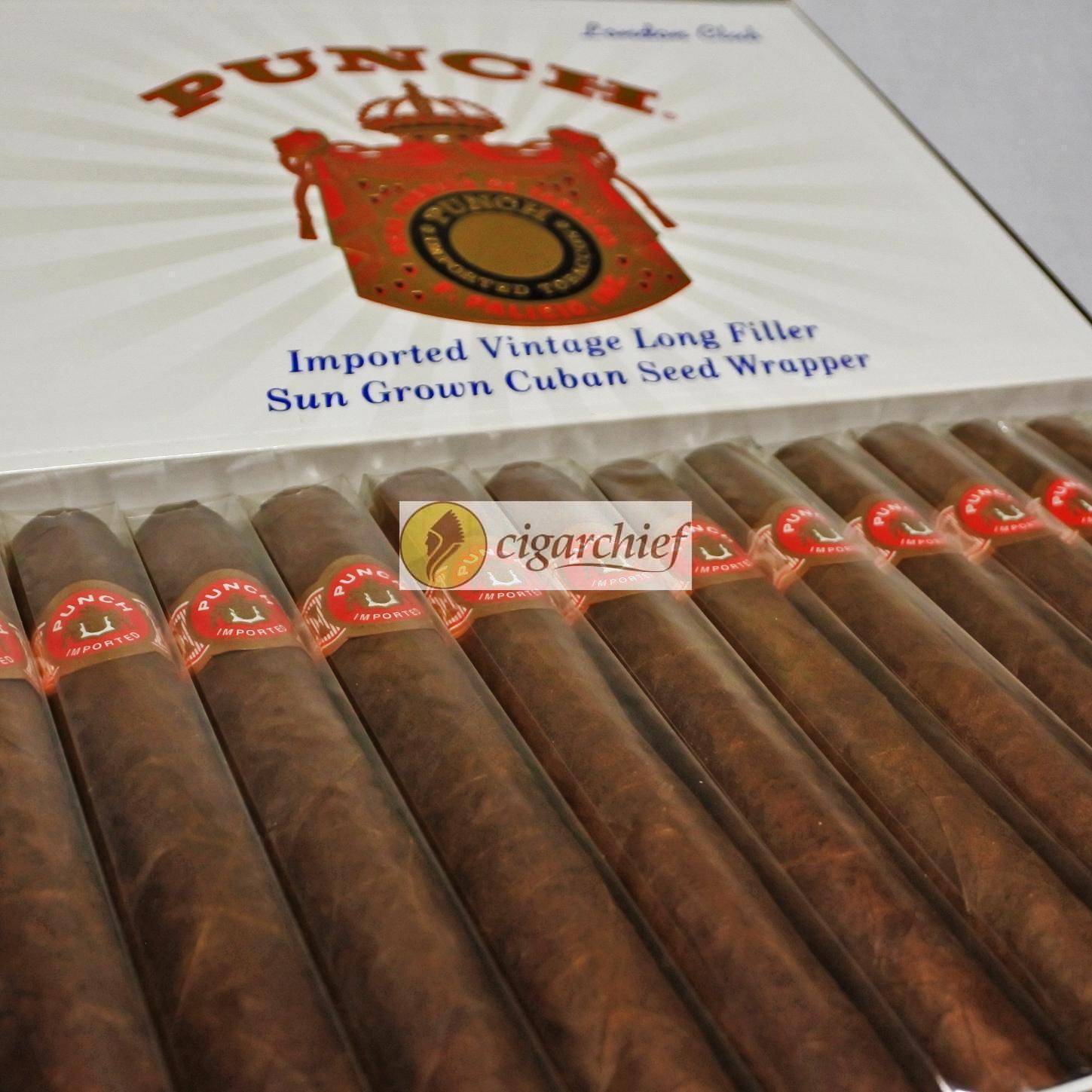 Punch Cigars London Club Box of 25 Cigars Open Cigar Label Close Up Punch Cigars London Club Box of 25 Cigars Open Cigar Label Close Up