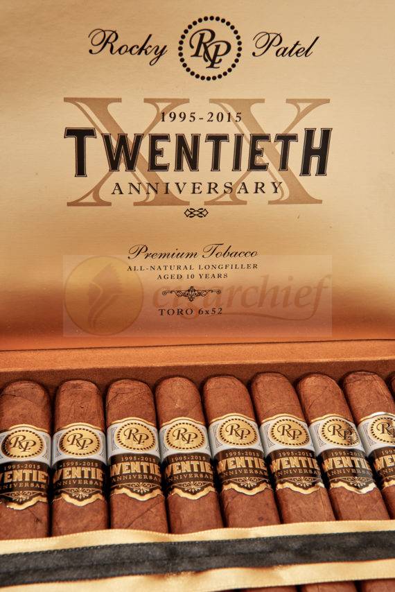 Rocky Patel Cigars Twentieth Anniversary Robusto Full Box of Cigars Top