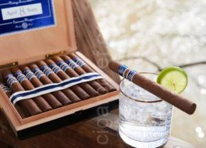 Rocky Patel Cigars Vintage 2003 Cameroon Robusto Open Box of 20 Cigars Cocktail Glass Lime Zest