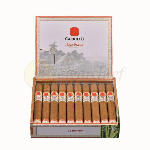 E.P. Carrillo Cigars New Wave Connecticut Divinos Full Box of 20 Cigars Open