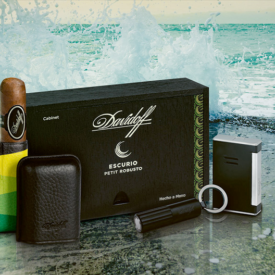 Davidoff Cigars Escurio Full Box of Cigars with Accessories and Water Scene