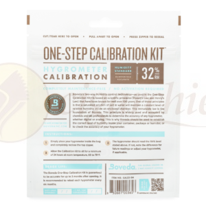 One-Step Calibration Kit, 32% RH Details Back of Package Instructions