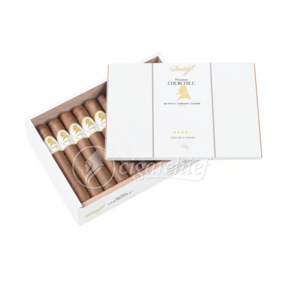 Davidoff Cigars Winston Churchill Petit Corona Full Box of Cigars Open