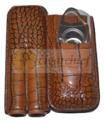 Brown Aligator Cigar pouch for 2 cigars with cutter