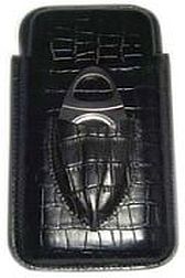 Black Cigar Case with cutter for 3 Cigars