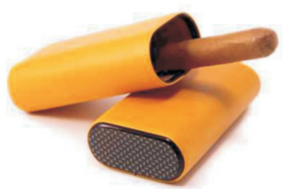 Cigar Case Yellow Top Carbon Fiber for 3 Cigars