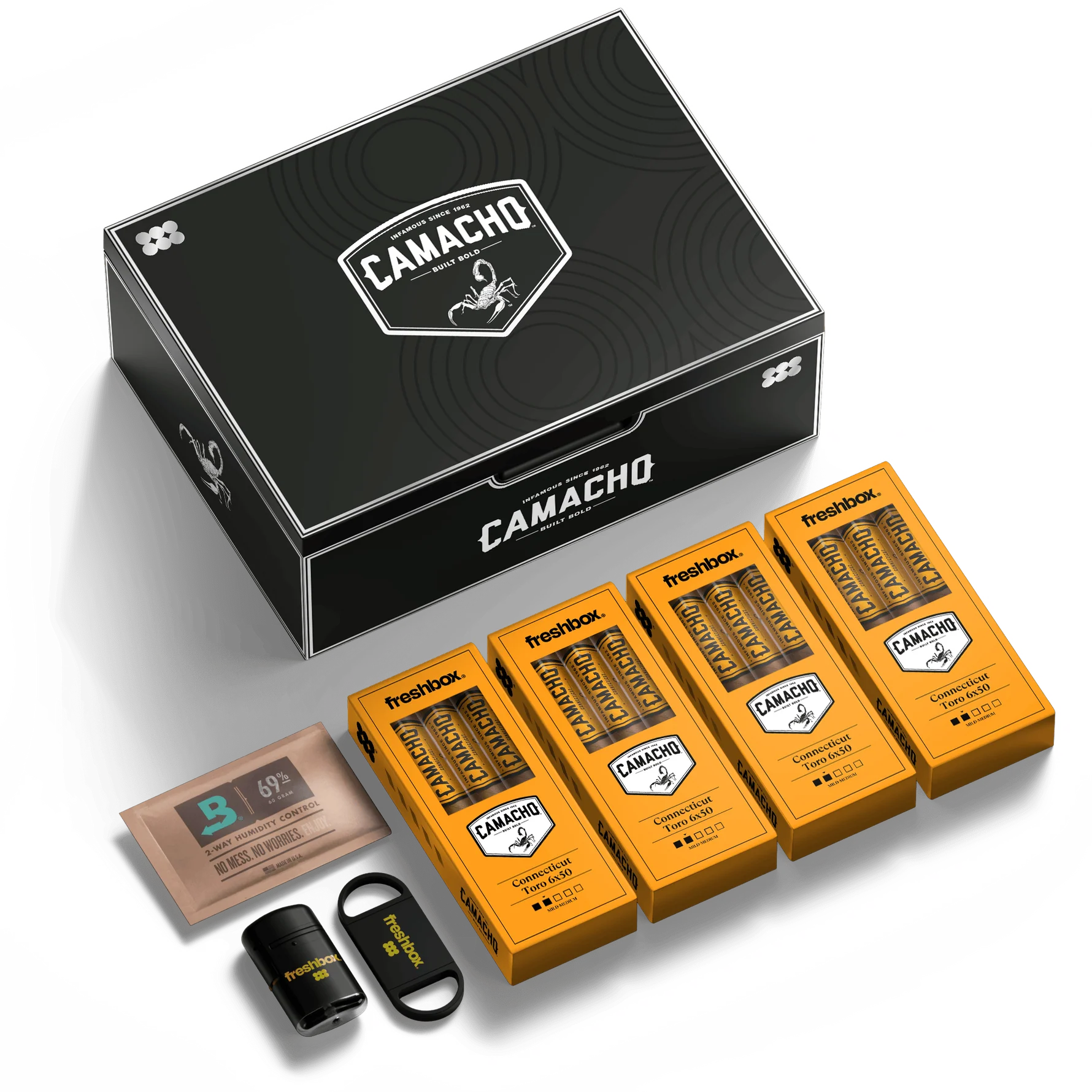 FreshBox Camacho Black Edition Humidor Starter Kit FreshBox Camacho Black Edition Humidor Starter Kit